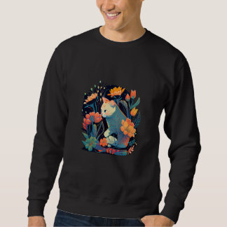 Sudadera Beautiful Cat Kitten in a Flower Garden Frame Moth