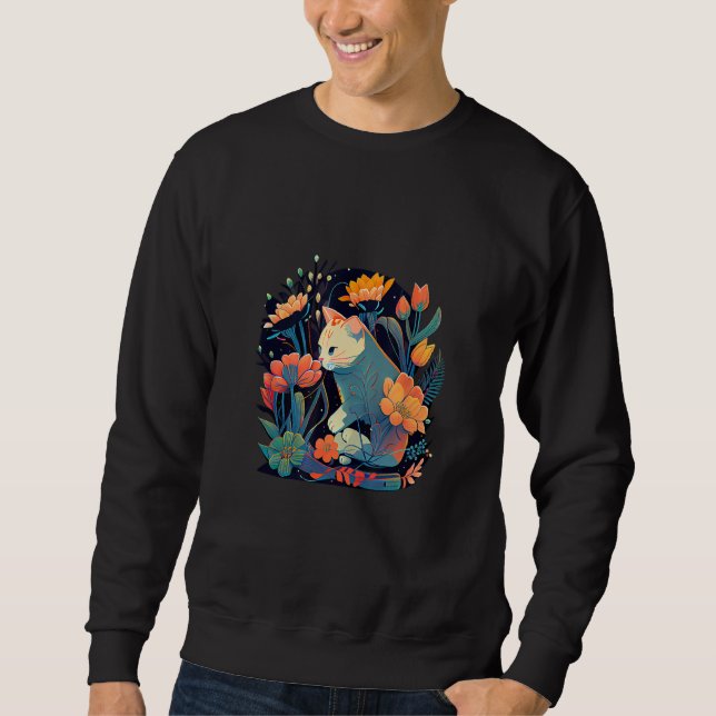 Sudadera Beautiful Cat Kitten in a Flower Garden Frame Moth (Anverso)