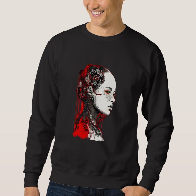 Sudadera Beautiful Cyborg Gothic Woman Trash Polka Art (Anverso)