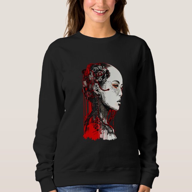 Sudadera Beautiful Cyborg Gothic Woman Trash Polka Art (Anverso)
