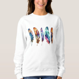 Sudadera Beautiful Multicolor Boho Feathers - Graphic Art