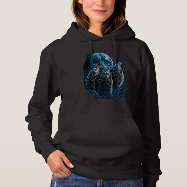 Sudadera Beautiful Night Time Wolf Howling At Moon (Anverso)