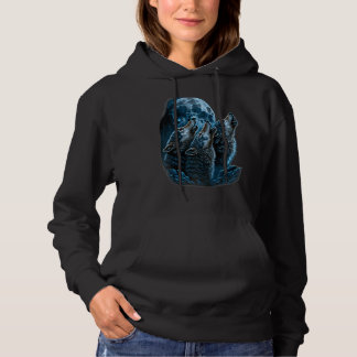 Sudadera Beautiful Night Time Wolf Howling At Moon Raglan B