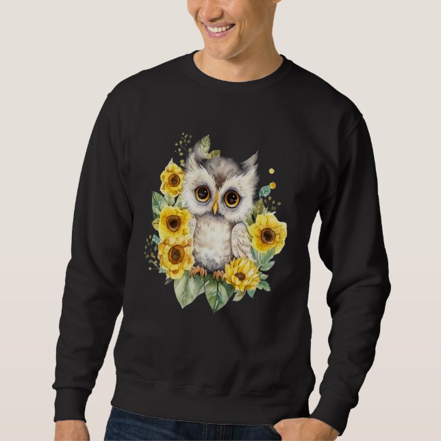 Sudadera Beautiful Owl On Tree Sunflower (Anverso)