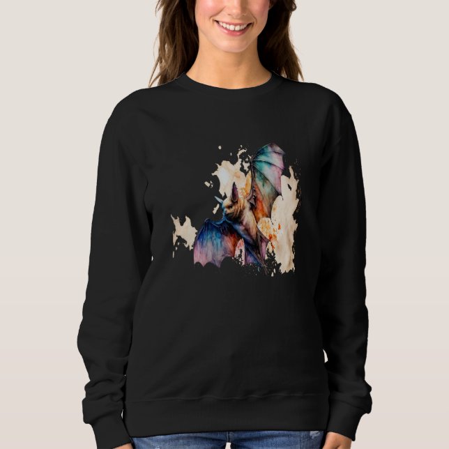 Sudadera Beautiful Watercolor Bat Portrait (Anverso)