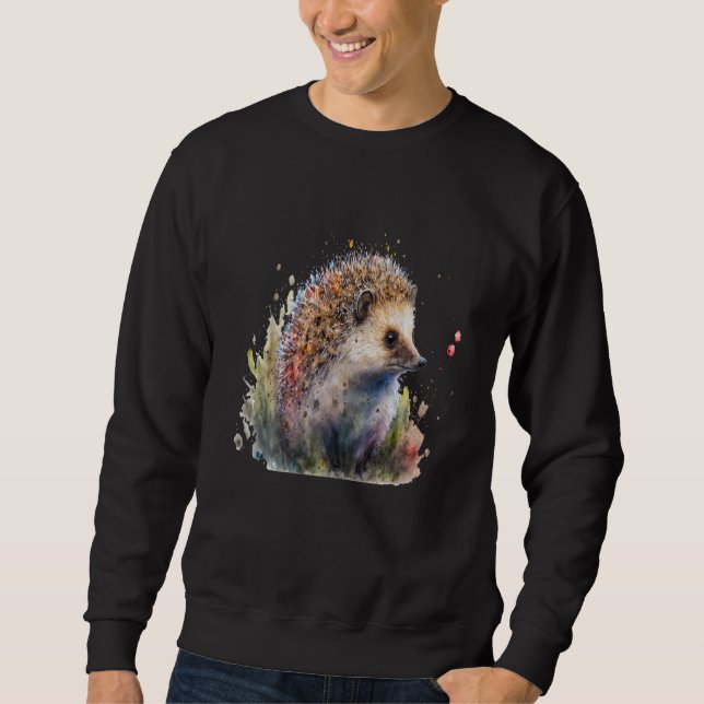 Sudadera Beautiful Watercolor Hedgehog Portrait (Anverso)