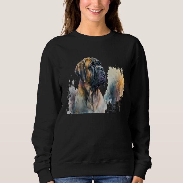 Sudadera Beautiful Watercolor Mastiff Portrait (Anverso)