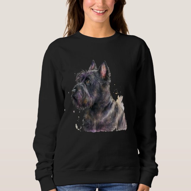 Sudadera Beautiful Watercolor Scottish Terrier Portrait (Anverso)