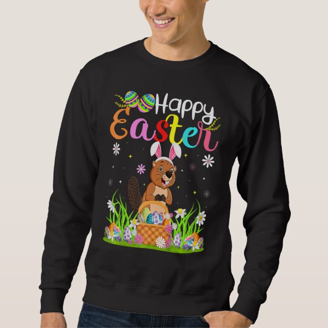 Sudadera Beaver Bunny Egg Huner Beaver Happy Easter (Anverso)