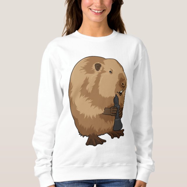 Sudadera Beaver en el Obispo de Ajedrez con pieza de ajedre (Anverso)
