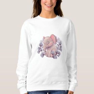 Sudadera Bebé elefante lindo durmiendo con hojas