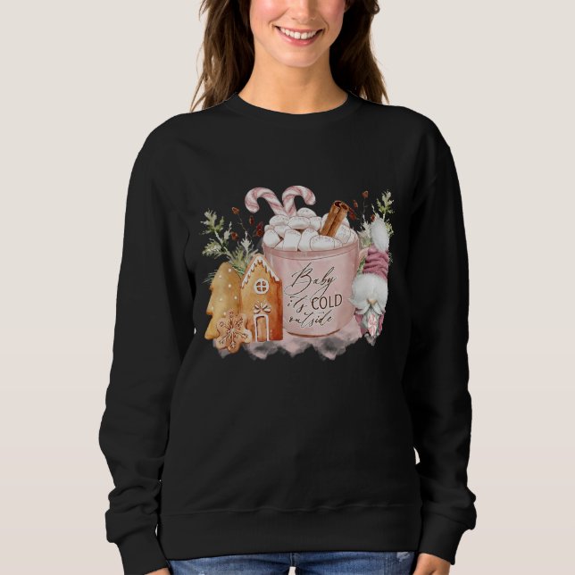 Sudadera Bebé, hace frío fuera de Coco caliente rosa Retro  (Anverso)