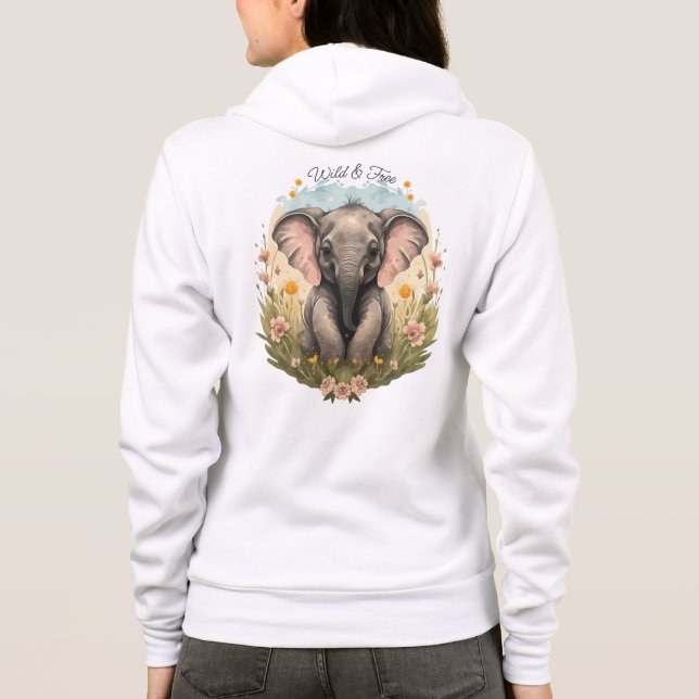 Sudadera Bebé lindo Elefante Calf Flor silvestre Wanderlust (Reverso)