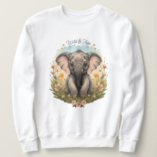 Sudadera Bebé lindo Elefante Calf Flor silvestre Wanderlust