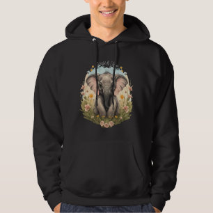 Sudadera Bebé lindo Elefante Calf Flor silvestre Wanderlust