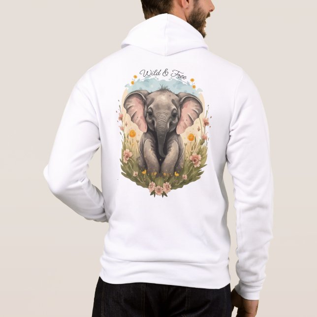 Sudadera Bebé lindo Elefante Calf Flor silvestre Wanderlust (Reverso)