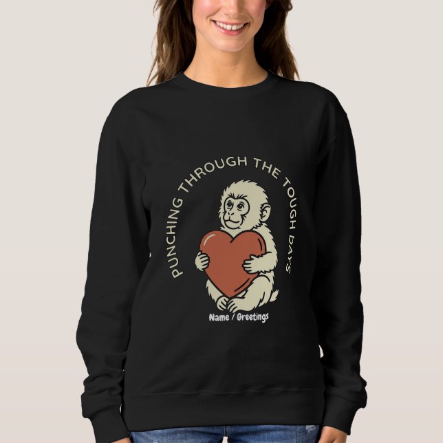 Sudadera Bebé mono resiliente y corazón golpeando  (Anverso)