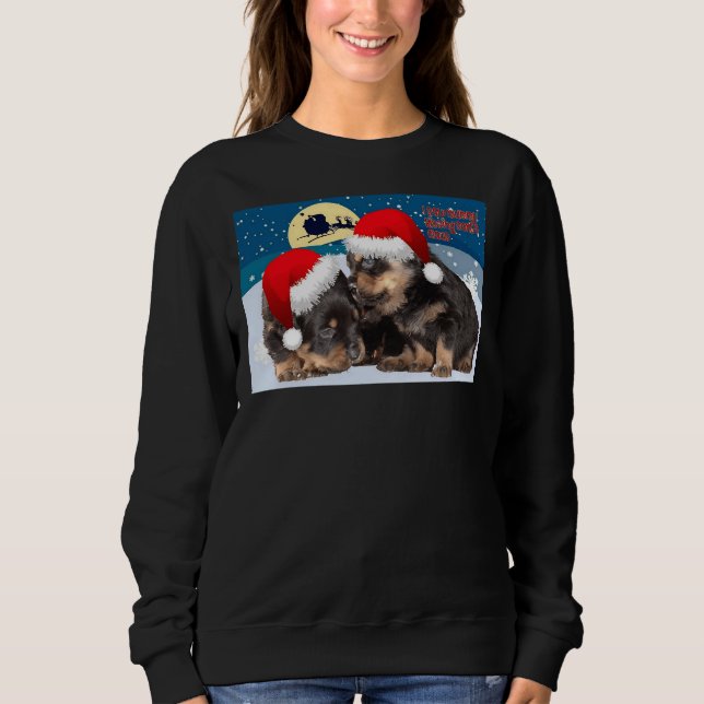 Sudadera Bebé Rottweiler Navidades Con Gorras Rojos Y Sleig (Anverso)