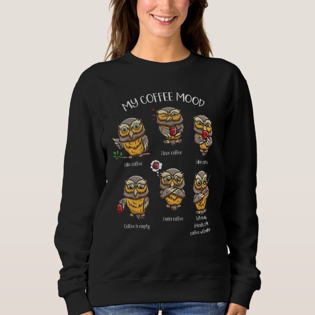 Sudadera Beber de café Lechuza Whisperer Pájaro Fauna silve (Anverso)