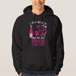 Sudadera Beber vino y Mascota mi gato de curl americano mam