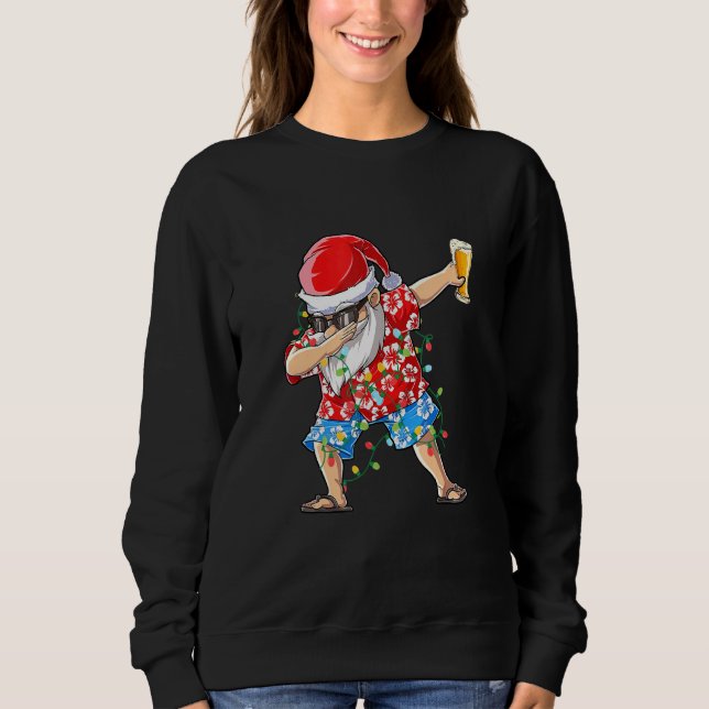 Sudadera Bebida De Cerveza Dabbing Santa Hawaii Xmas Para H (Anverso)