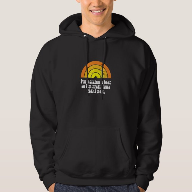 Sudadera Bebida ocupada Cerveza Sarcástica Retro Arcoiris p (Anverso)