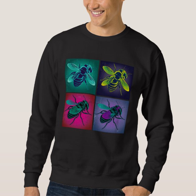 Sudadera Bee Insect Pop Illustration Colorful Animal Women  (Anverso)