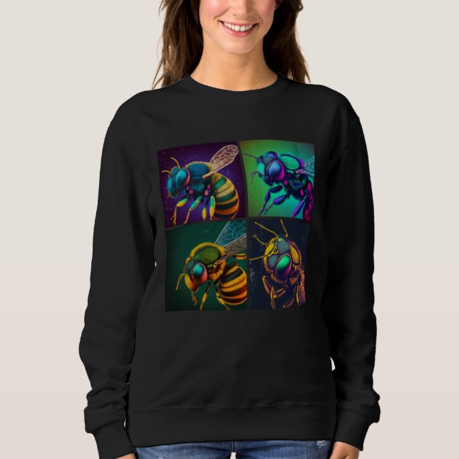 Sudadera Bee Insect Pop Illustration Colorful Animal Women  (Anverso)