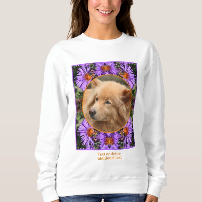 Sudadera Bee On Aster Flower Frame Crea Tu Propia Foto (Anverso)