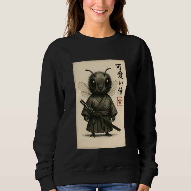 Sudadera Bee Samurai Ink Art Sumi-e Style Novelty Kawaii Wo (Anverso)