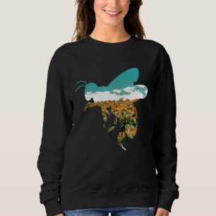 Sudadera Bee Silhouette Sunflower Field Protege A Las Abeja