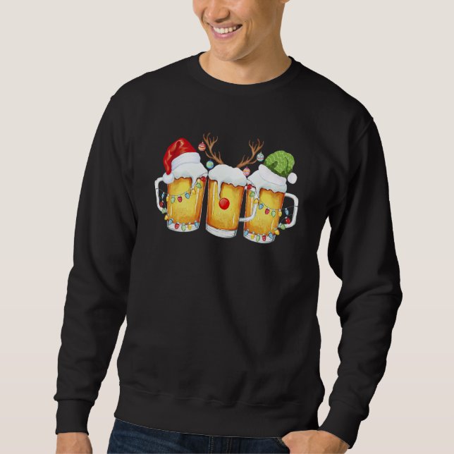 Sudadera Beer Christmas Mug Santa Reinbeer Xmas Tree Lights (Anverso)