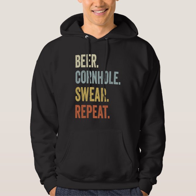 Sudadera Beer Cornhole Swear Repeat Funny Cornhole Dad Corn (Anverso)