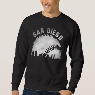 Sudadera Béisbol Ciudad Silueta de San Diego Vintage