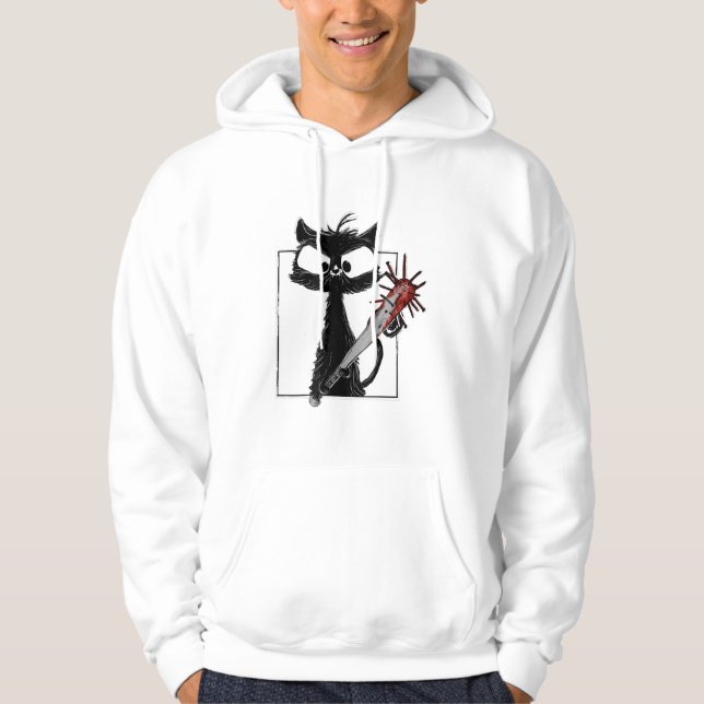 Sudadera Béisbol Gato Negro Terror Halloween (Anverso)
