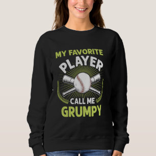 Sudadera Béisbol Mi Jugador Favorito Llámame Gruñón Vintage