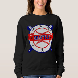 Sudadera Béisbol Vintage Seattle Cityscape Para Hombres Muj