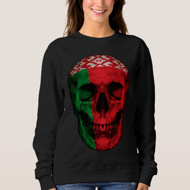 Sudadera Belarus Flag Skull Belarusian Roots Proud Patrioti (Anverso)