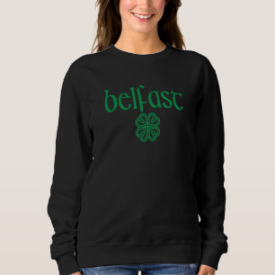Sudadera Belfast C Corazones Texto Irlandés Impresión Verde