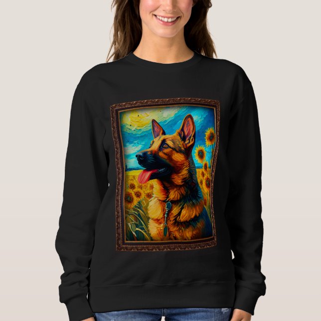 Sudadera Belgian Malinois Painting Sunflower Flower Mom Wom (Anverso)