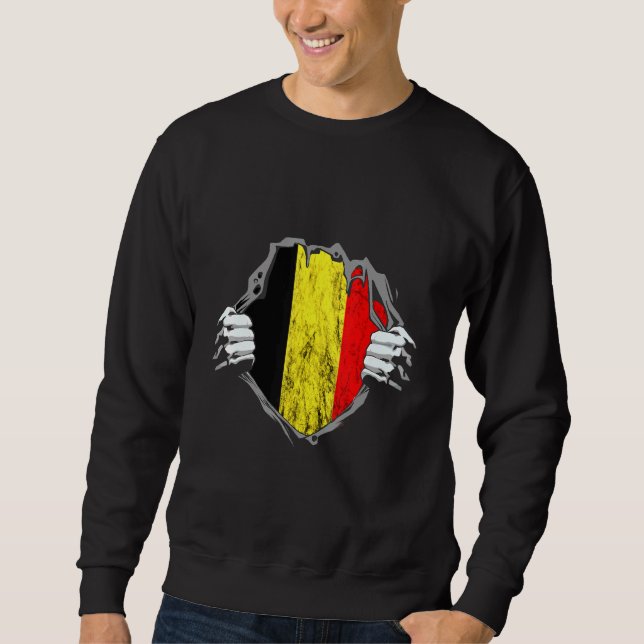 Sudadera Bélgica Chest Bandera Belga Belgique Pride (Anverso)