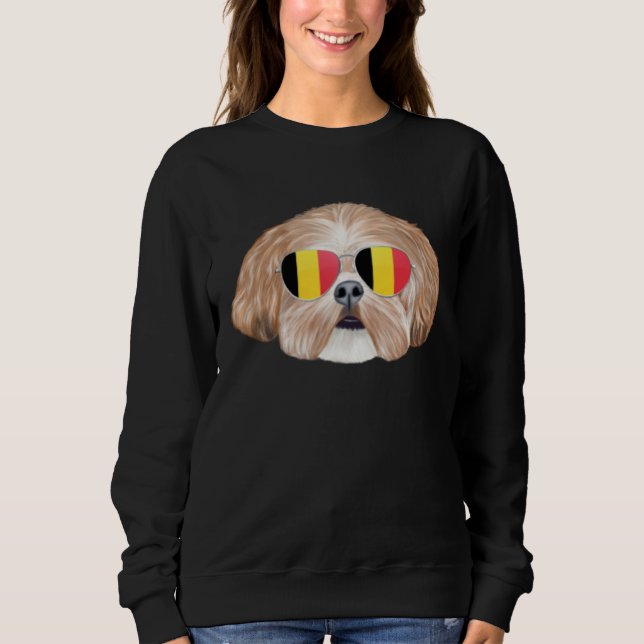 Sudadera Belgium Flag Shih Tzu Dog Belgium Pocket (Anverso)