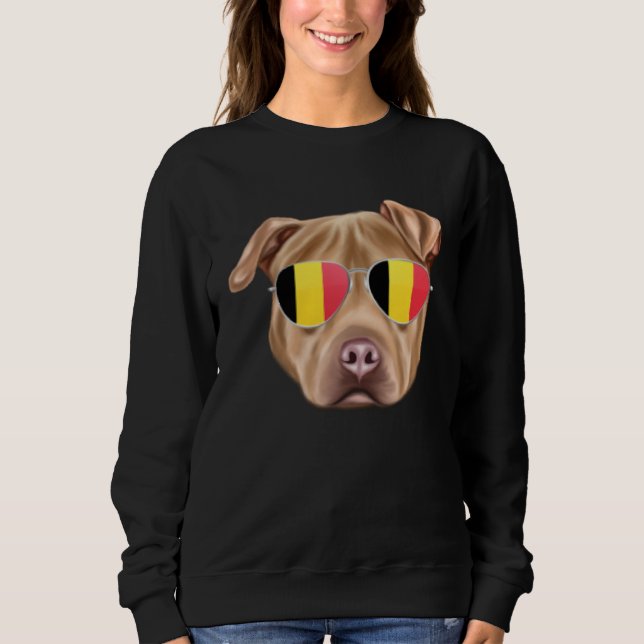 Sudadera Belgium Flag Usa Staffordshire Terrier Dog Belgium (Anverso)