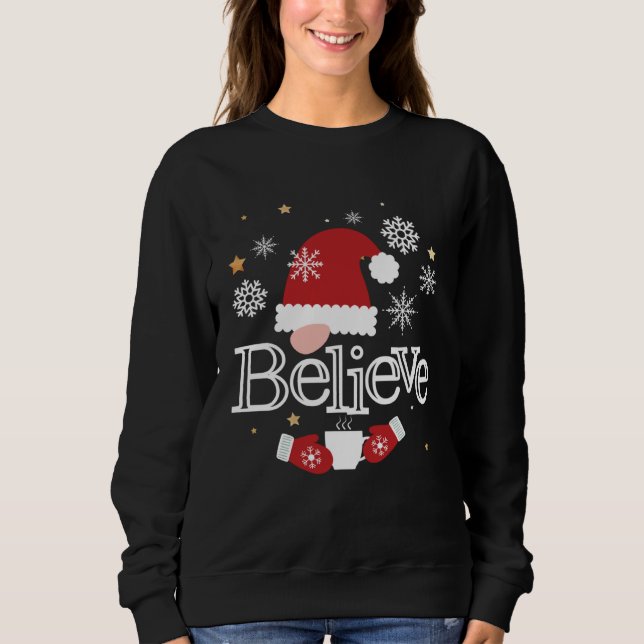 Sudadera Believe  Christmas Santa Holiday Cute Christmas PJ (Anverso)