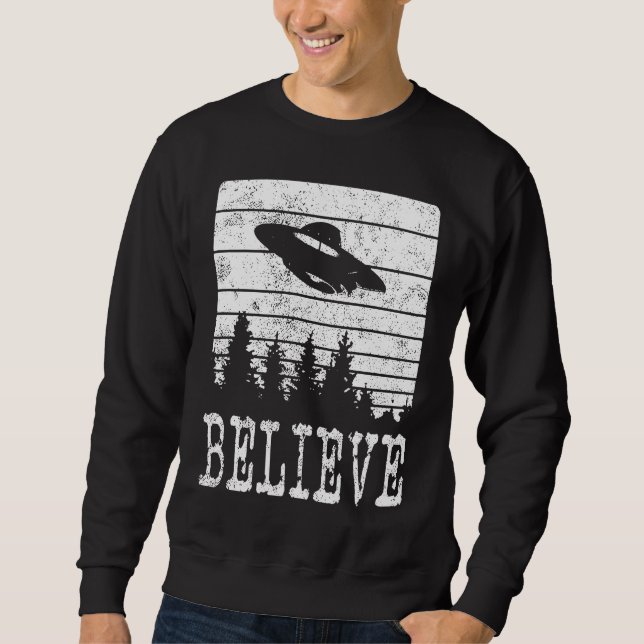 Sudadera Believe Distressed Style Extraterrestrial UFO (Anverso)