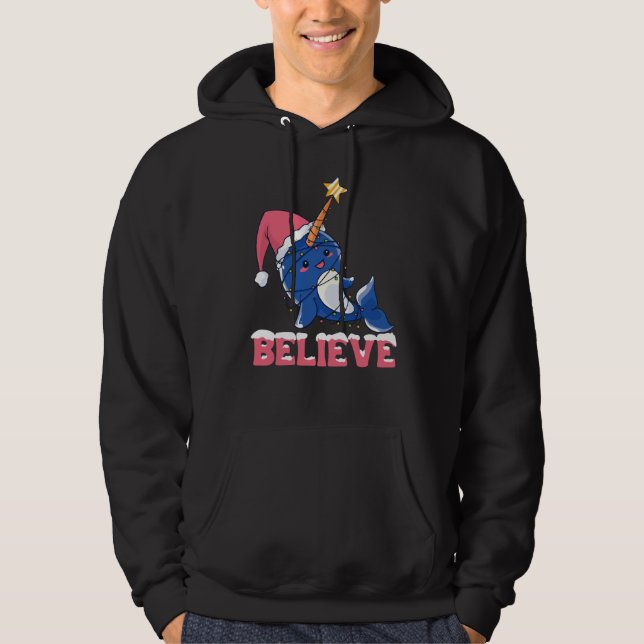 Sudadera Believe Narwhal Christmas Snow Fairy Lights (Anverso)