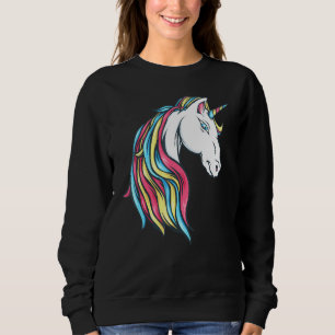 Sudadera Bella y colorida cabeza de unicornio arcoiris que