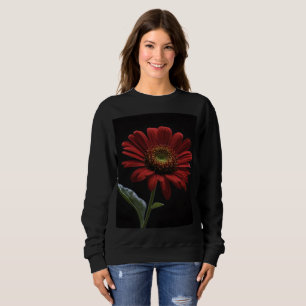 Sudadera "Belleza audaz: una única margarita roja sobre el 