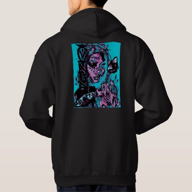 Sudadera Belleza de ángel urbano neón en arte caos (Reverso)