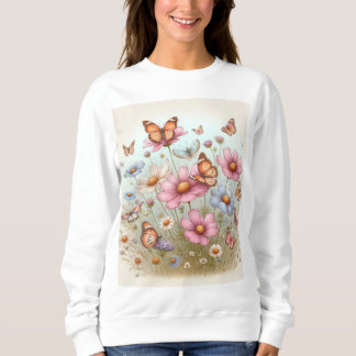 Sudadera Belleza fluctuante: mariposas en flores